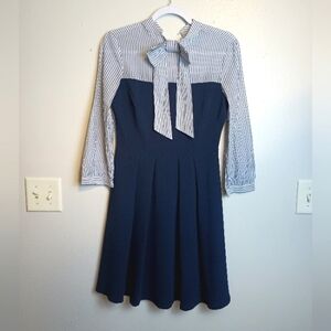 CeCe Bow Neck Pleated Dress Size 0